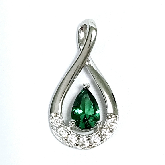 Emerald Sterling Silver Pendant - Picture 6 of 7